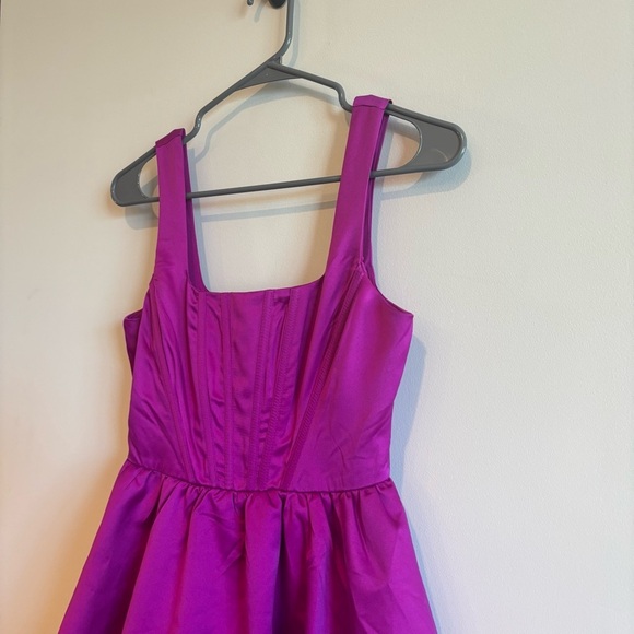 Thirty Thirty Fuschia Satin Corset Bubble Mini Dress Small Cocktail Evening - Picture 6 of 11